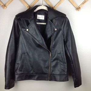 New Black Leather Moto Jacket